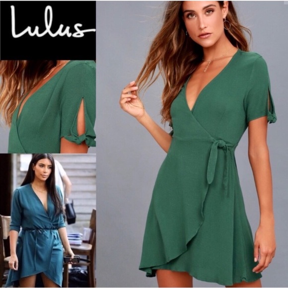 lulus green wrap dress